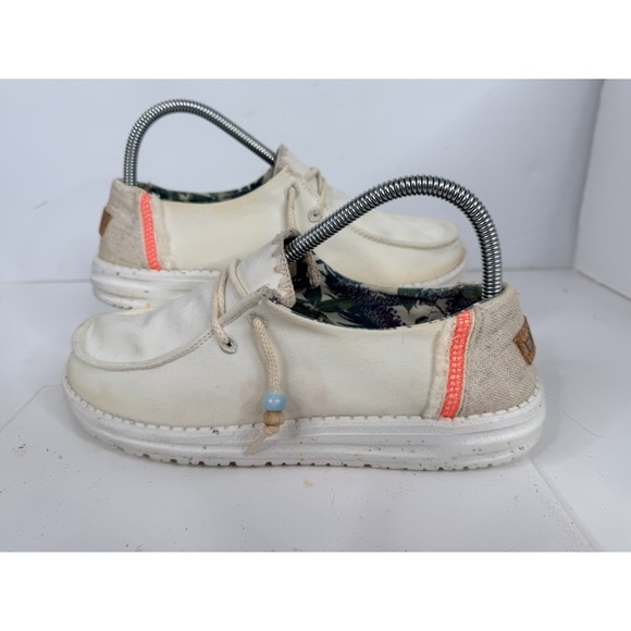 Hey Dude Shoes - Hey Dude Wendy Natural Salt Canvas Shoes Women's Size 8 Lightweight Comfort